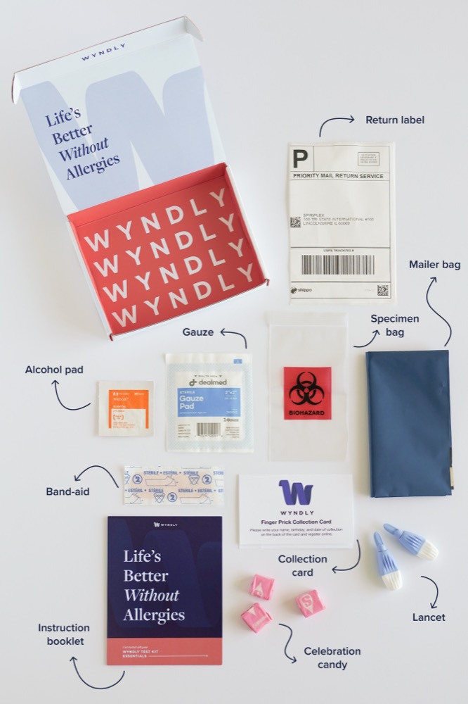 Wyndly test kit contents